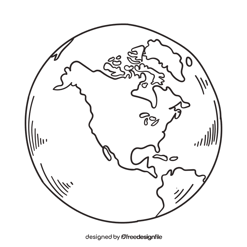 World Earth black and white clipart