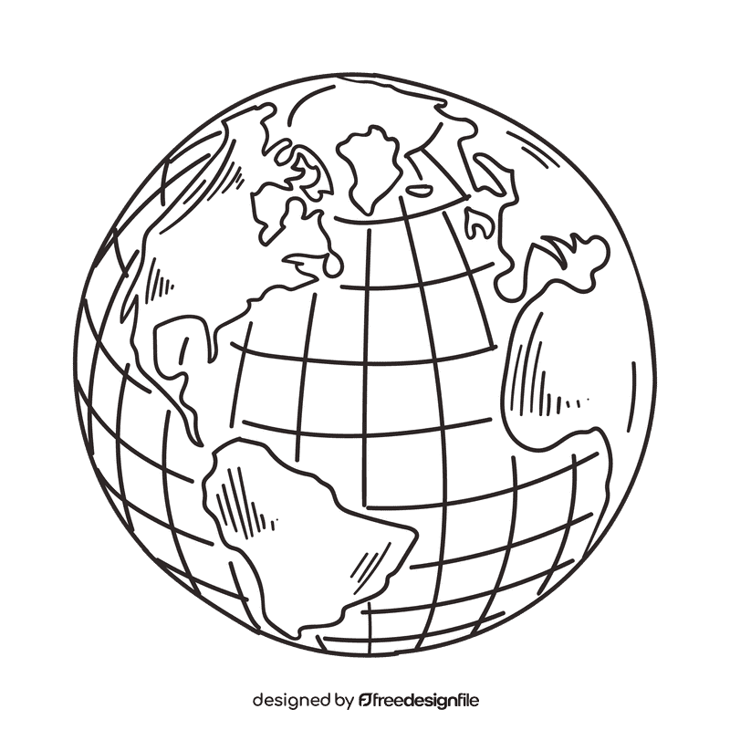 World Earth black and white clipart