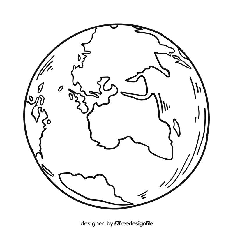 World Earth black and white clipart