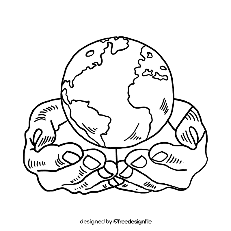 World Earth black and white clipart