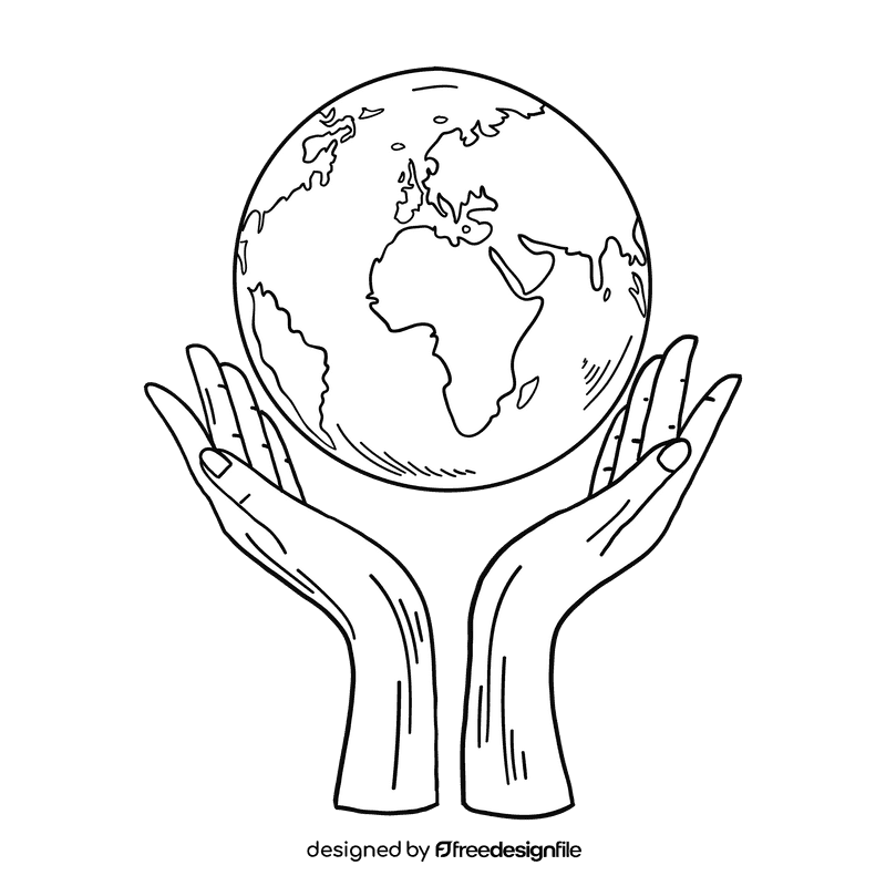 World Earth black and white clipart