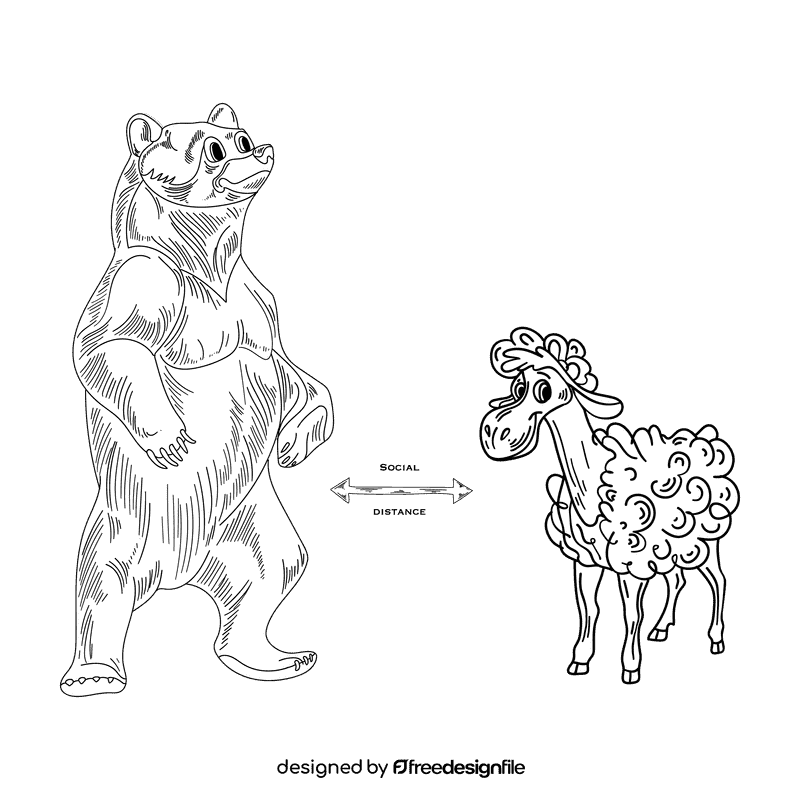 Social distancing black and white clipart