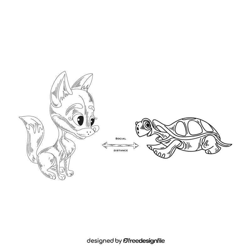 Social distancing black and white clipart