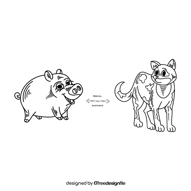 Social distancing black and white clipart