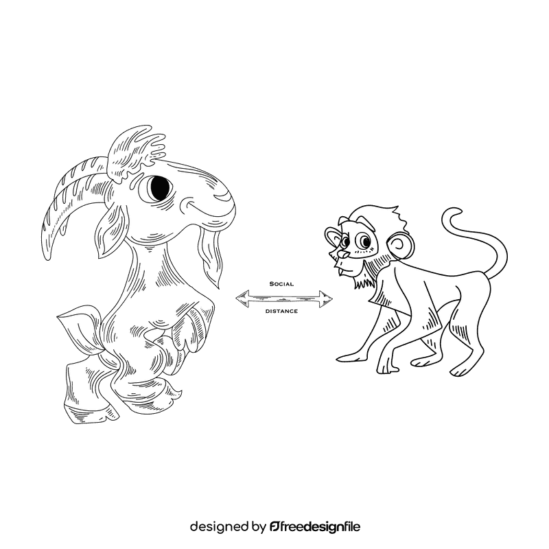 Social distancing black and white clipart