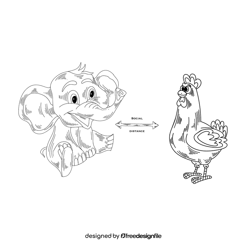 Social distancing black and white clipart