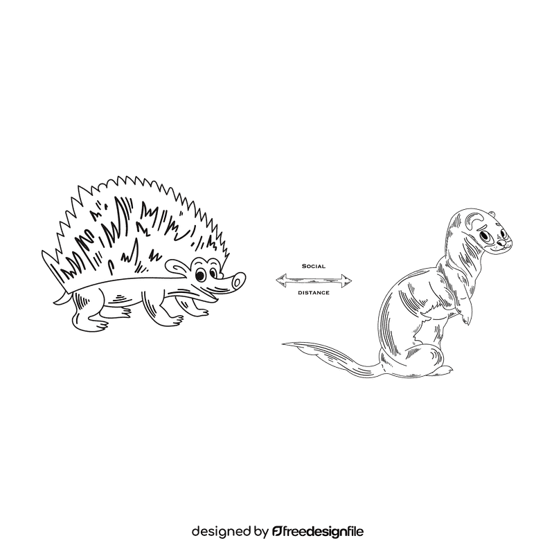 Social distancing black and white clipart