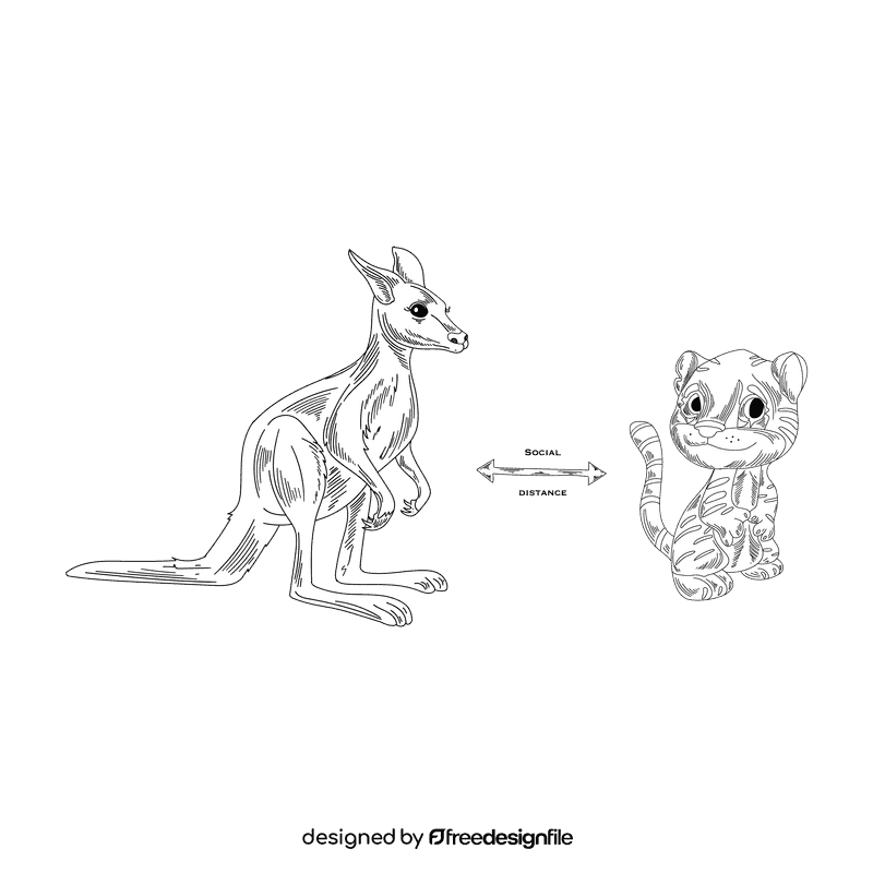 Social distancing black and white clipart