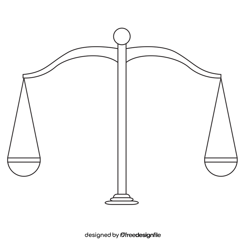 Scale of justice, court drawing black and white clipart