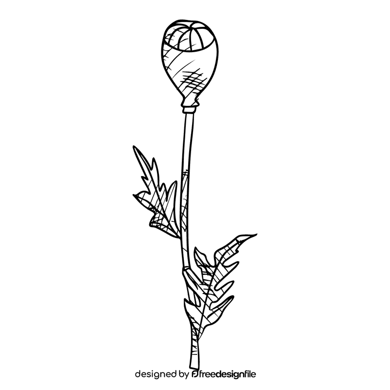 Poppies black and white clipart