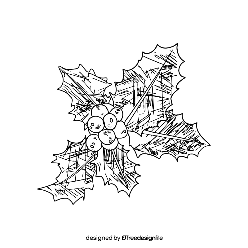 Poinsettia black and white clipart