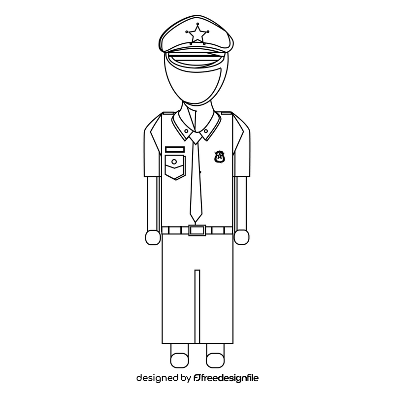 Policeman drawing black and white clipart