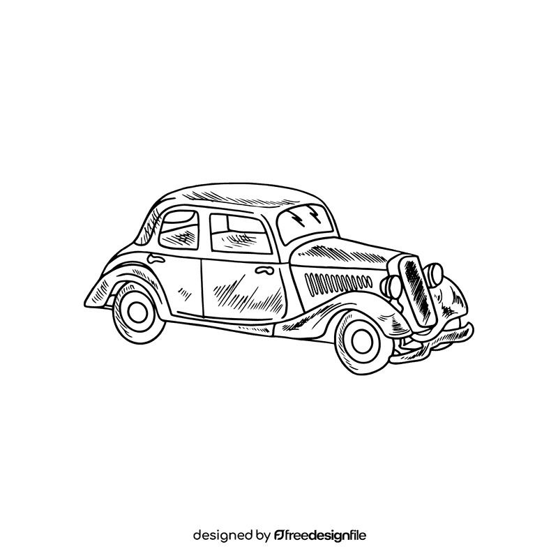 Vintage car black and white clipart