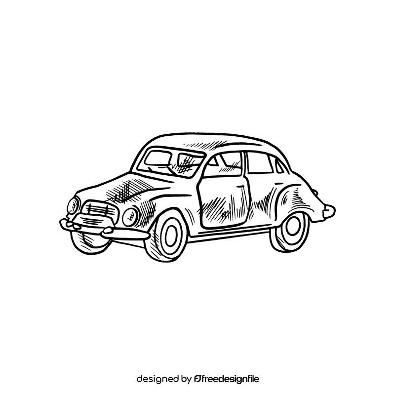 Vintage car black and white clipart