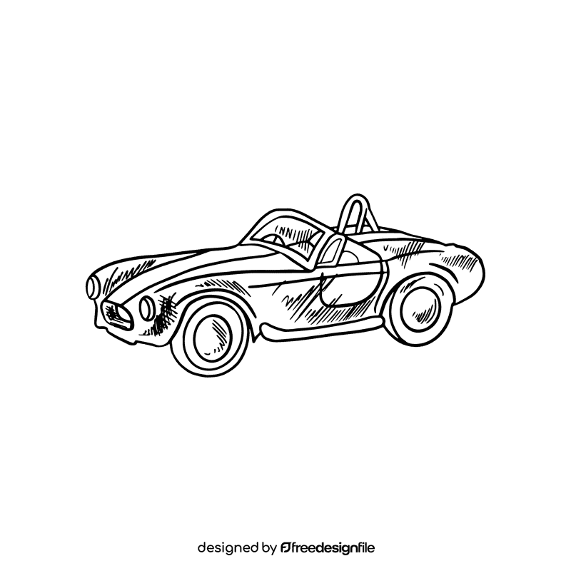 Vintage car black and white clipart