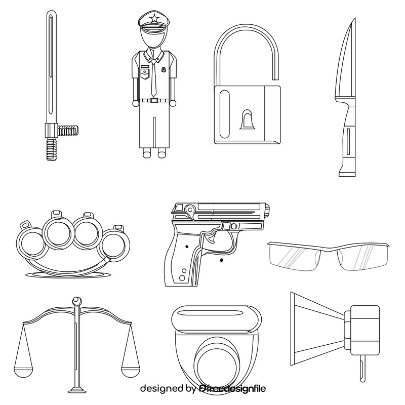 Policeman icons set black and white vector