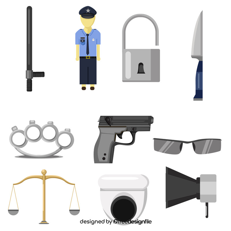 Policeman icons set vector