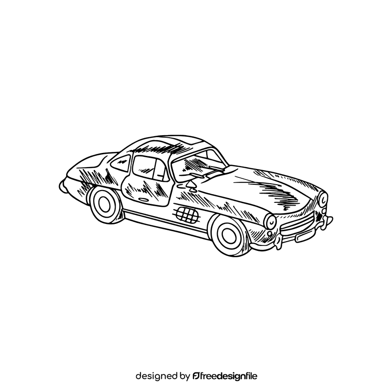 Vintage car black and white clipart