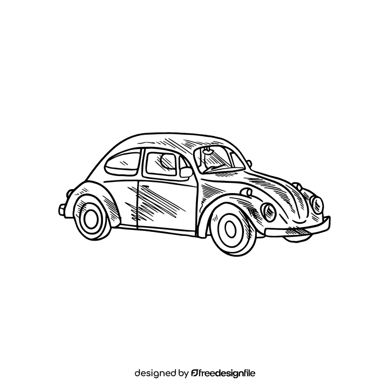 Vintage car black and white clipart