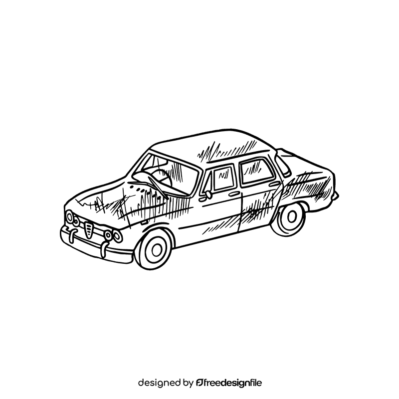Vintage car black and white clipart