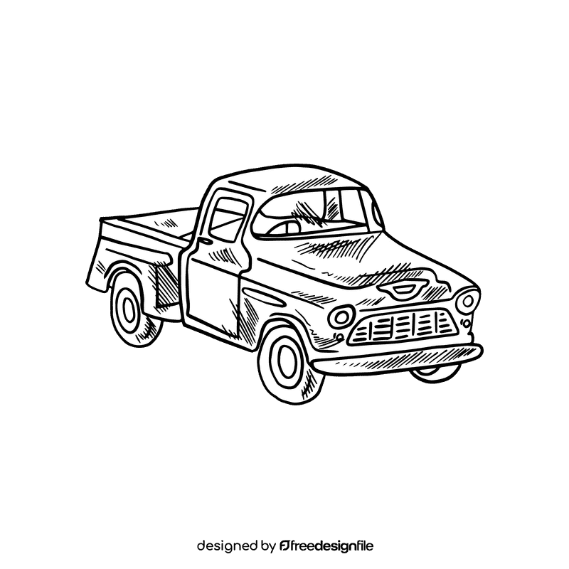 Vintage car black and white clipart