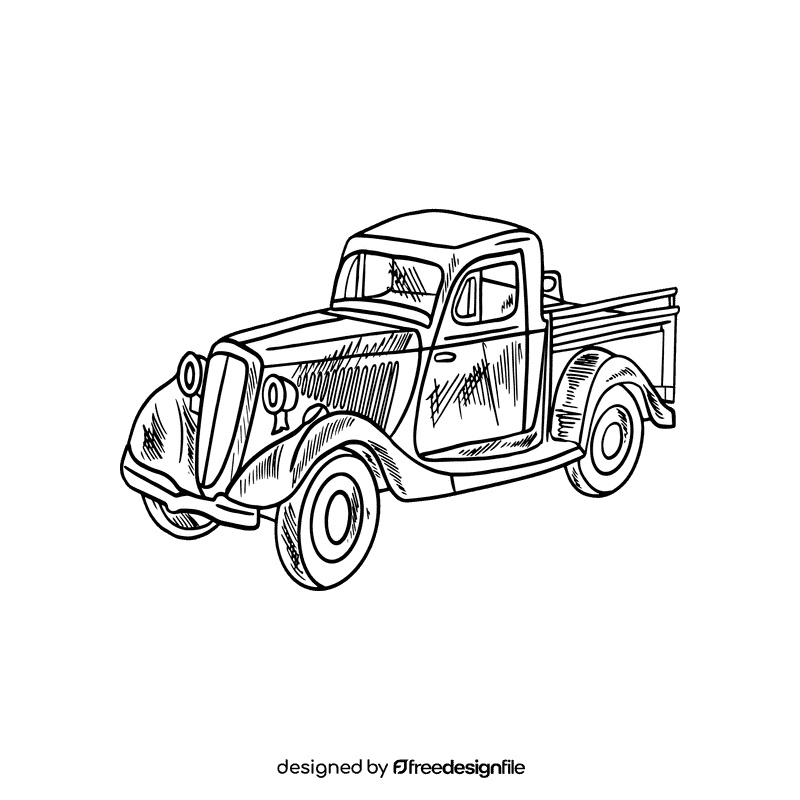 Vintage car black and white clipart