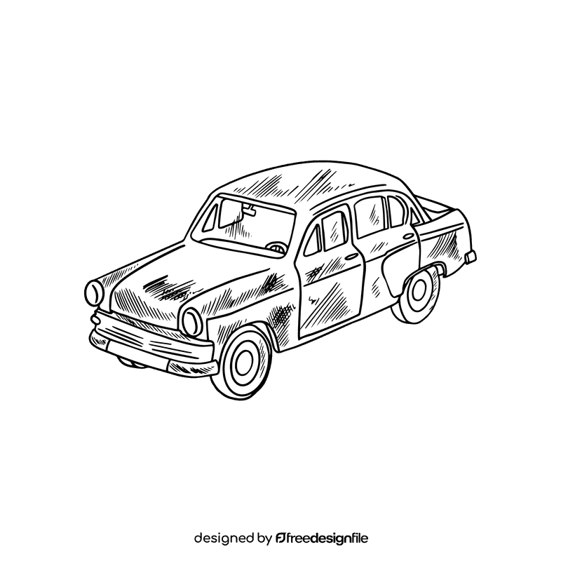 Vintage car black and white clipart