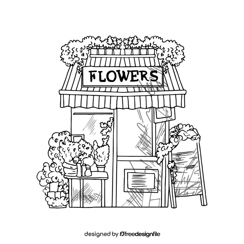 Grocery store Flowers black and white clipart