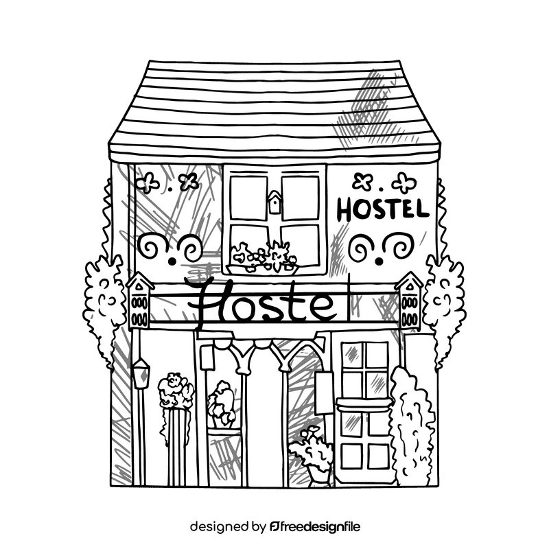 Grocery store Hostel black and white clipart