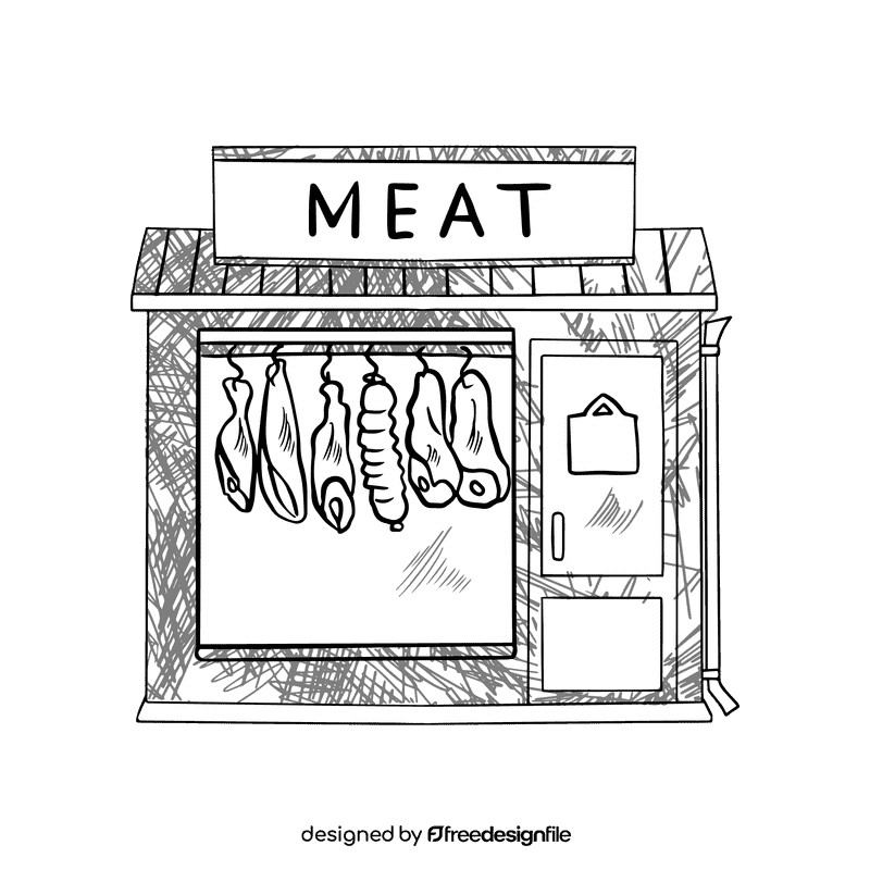 Grocery store Meat black and white clipart