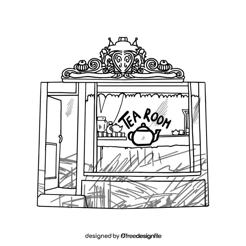Grocery store Tea room black and white clipart