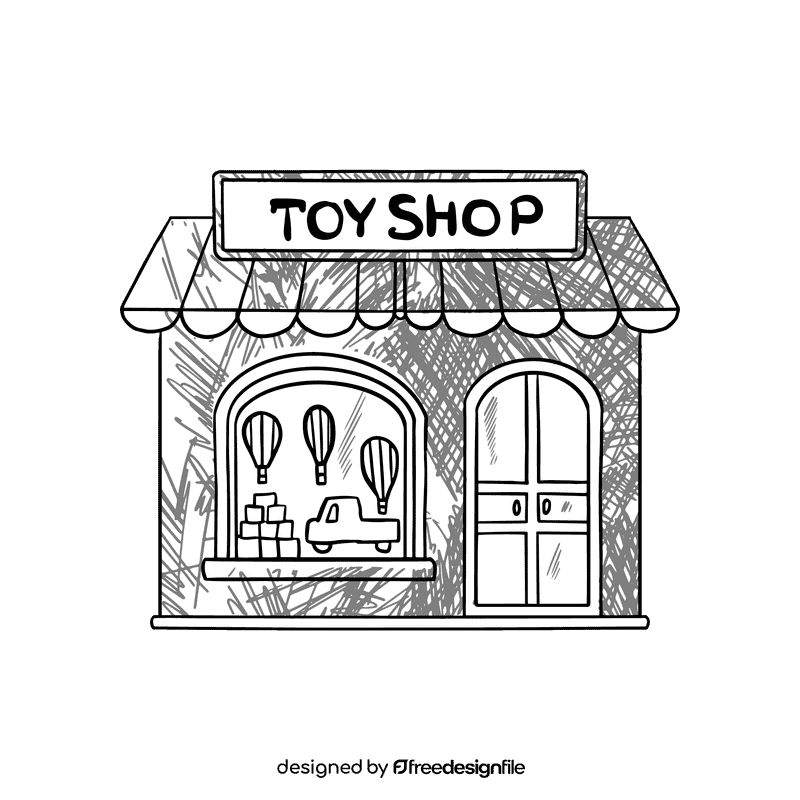 Grocery store Toy shop black and white clipart
