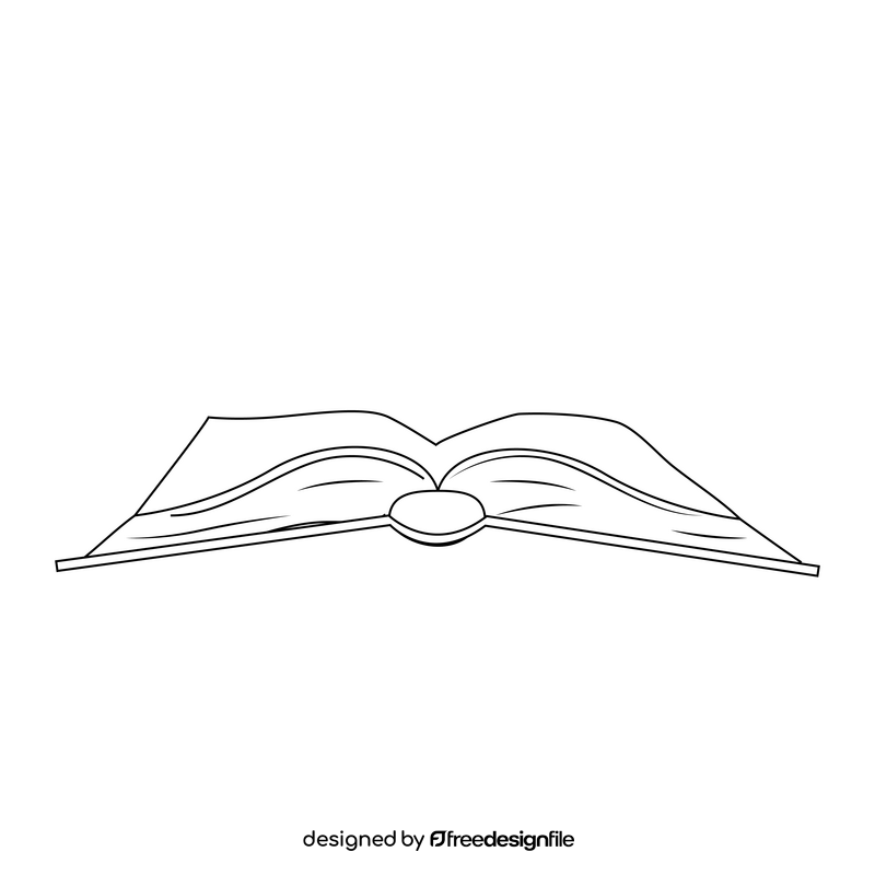 Open book drawing black and white clipart