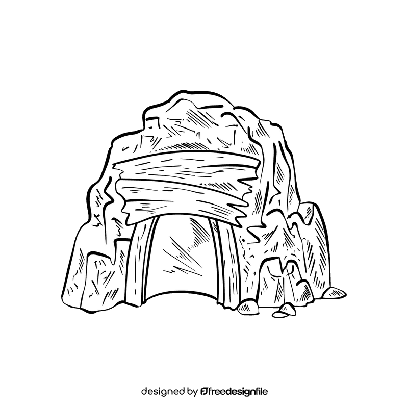 Cave black and white clipart