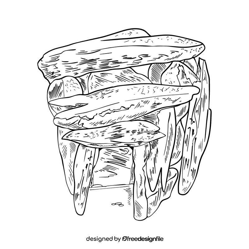 Cave black and white clipart