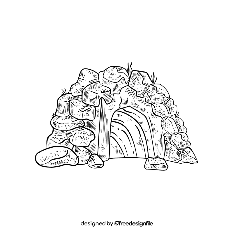 Cave black and white clipart