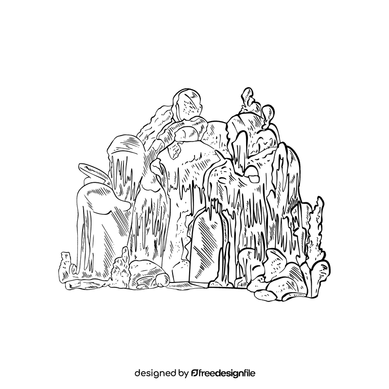 Cave black and white clipart