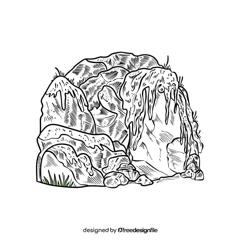 Cave black and white clipart