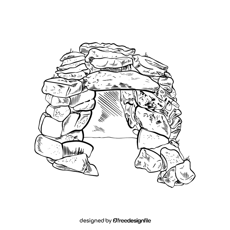 Cave black and white clipart