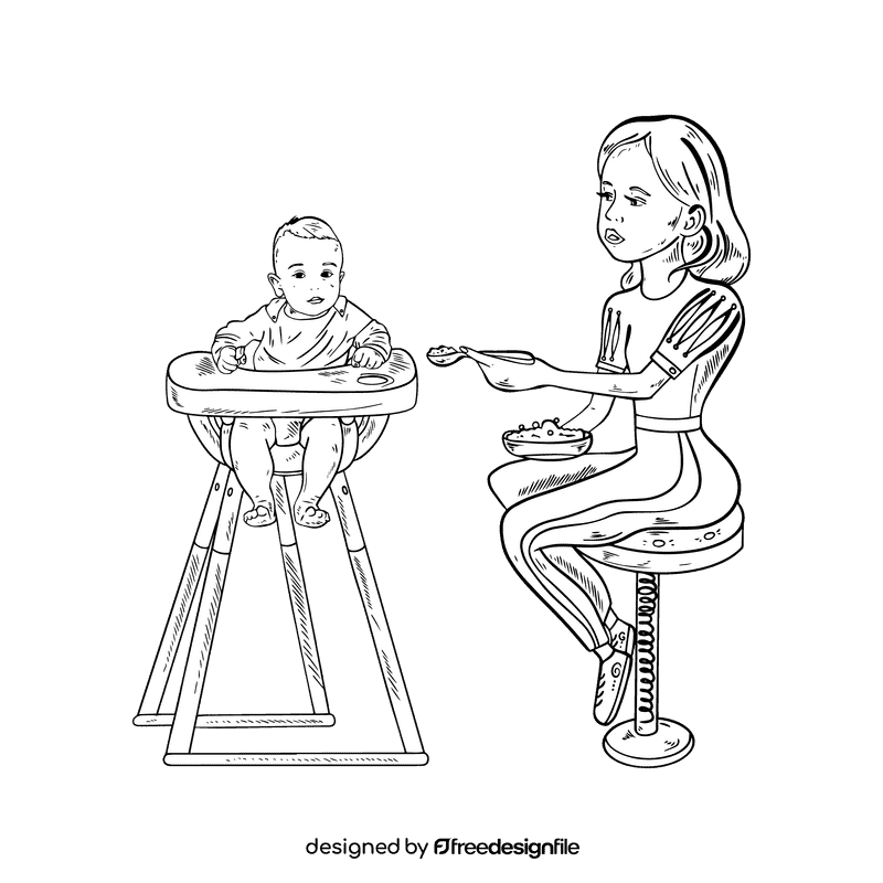 Babysitter black and white clipart