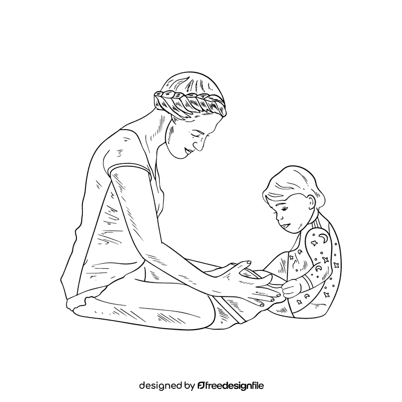 Babysitter black and white clipart