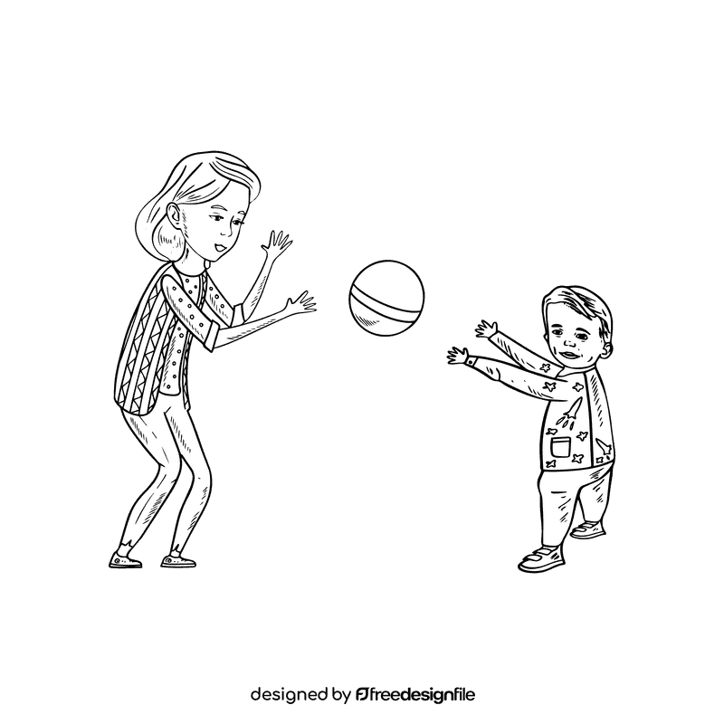 Babysitter black and white clipart