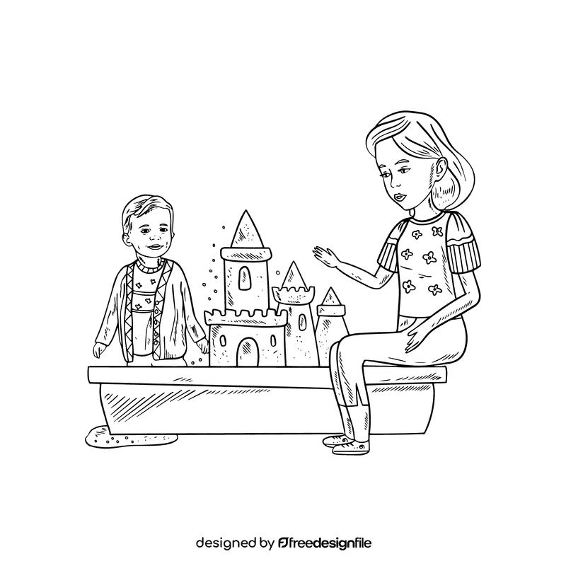 Babysitter black and white clipart