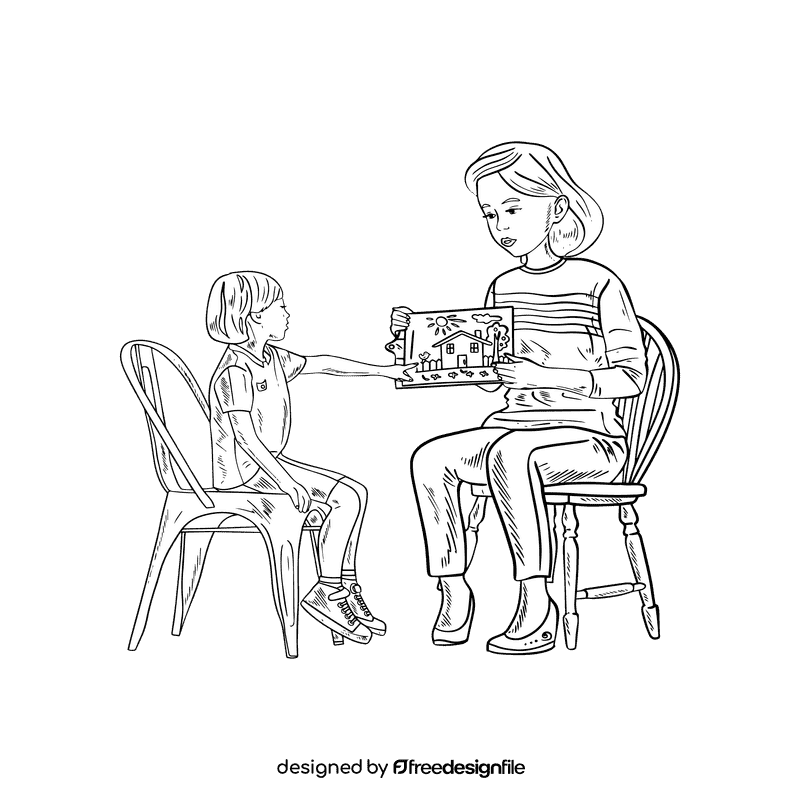 Babysitter black and white clipart