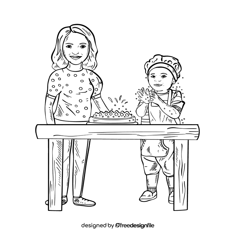 Babysitter black and white clipart