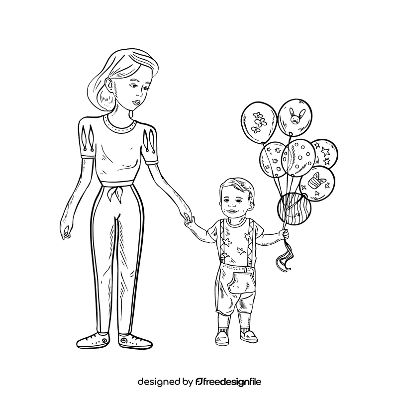 Babysitter black and white clipart