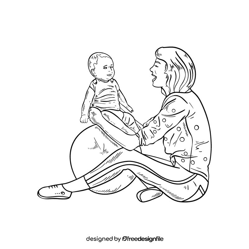 Babysitter black and white clipart