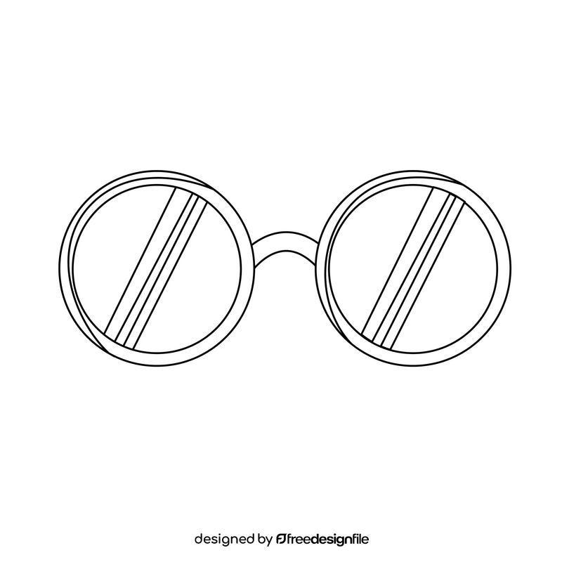 Round glasses drawing black and white clipart