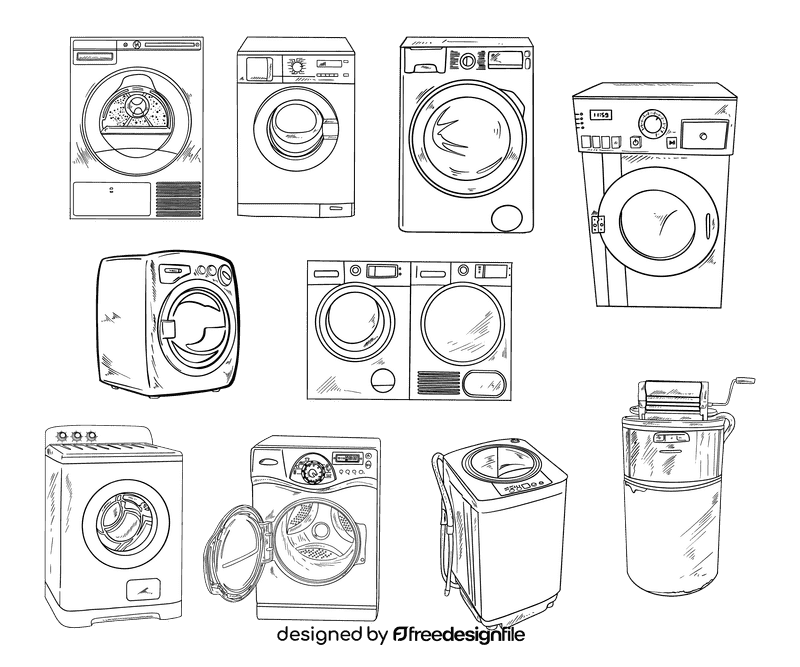 Washing machine black and white vector
