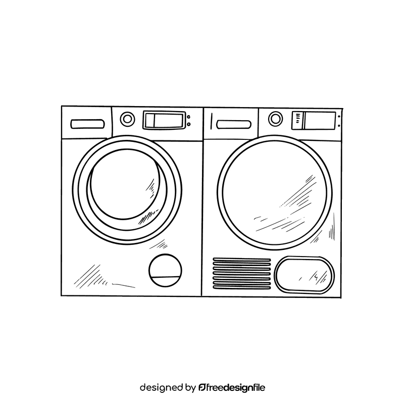 Washing machine black and white clipart